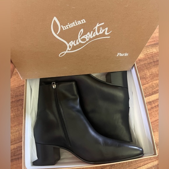 Christian Louboutin Other - Christian Louboutin black leather ankle boots with heel